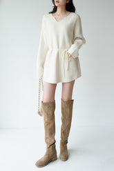 Frost Raccoon Yarn Belted Sweater